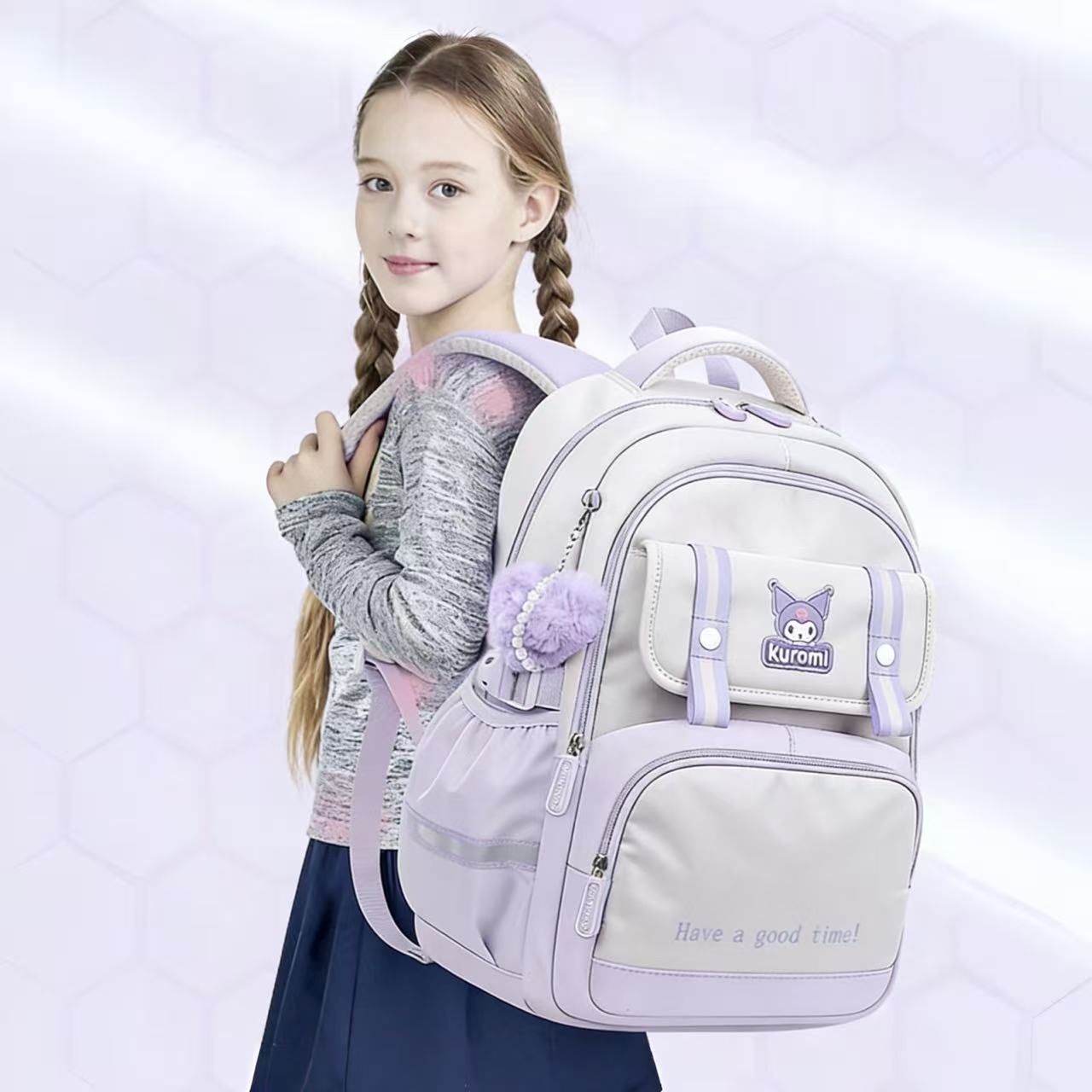 Sanrio Ergonomic School Backpack 31x13x42cm – Kuromi