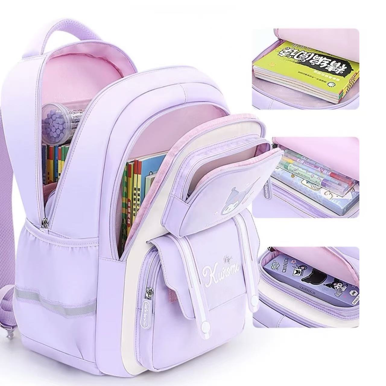 Sanrio Ergonomic School Backpack 31x13x43cm – Kuromi