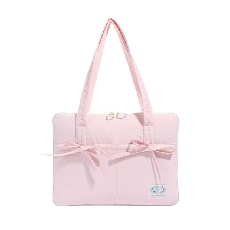 Macaron Bow Laptop Shoulder Bag 14"