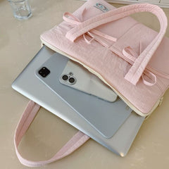 Macaron Bow Laptop Shoulder Bag 14"