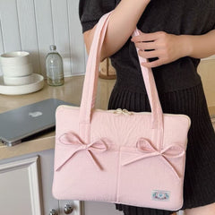 Macaron Bow Laptop Shoulder Bag 14"