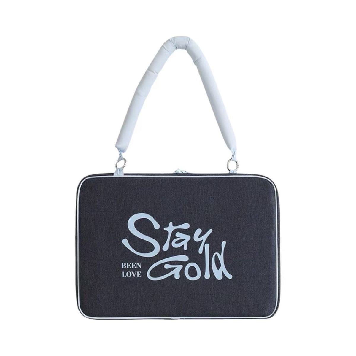 "Stay Gold" Denim Laptop Shoulder Bag 15.6"