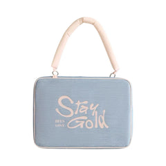 "Stay Gold" Denim Laptop Shoulder Bag 15.6"