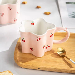 Cherry Flower-Shaped Ceramic Mug 300ml