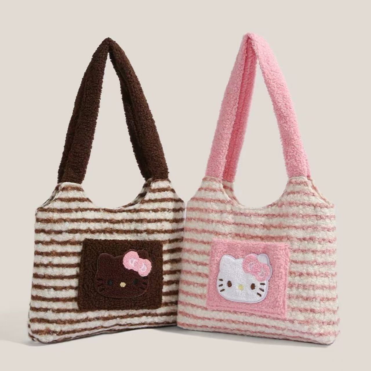 Hello Kitty Plush Striped Tote Bag