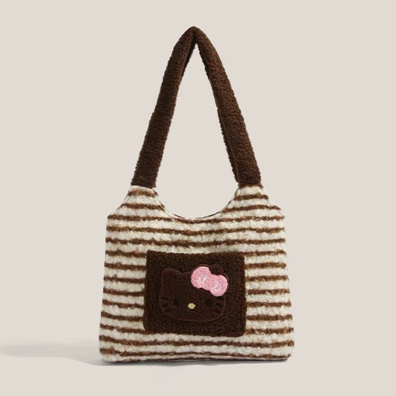 Hello Kitty Plush Striped Tote Bag