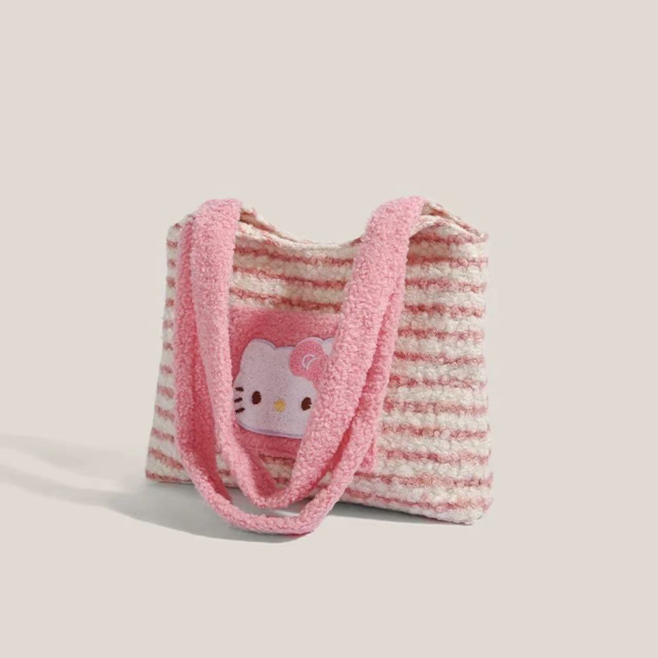 Hello Kitty Plush Striped Tote Bag