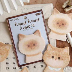 Fluffy ID Photo Series Sticky Notes 30 Sheets – Round Siamese