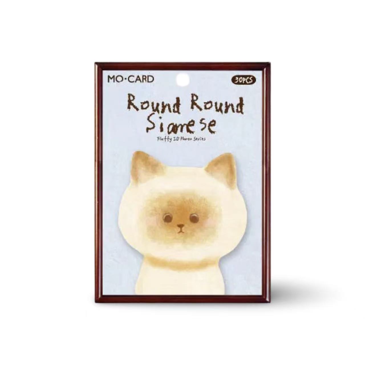 Fluffy ID Photo Series Sticky Notes 30 Sheets – Round Siamese