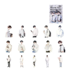 White Tea Moonlight PET Waterproof Stickers 30pcs