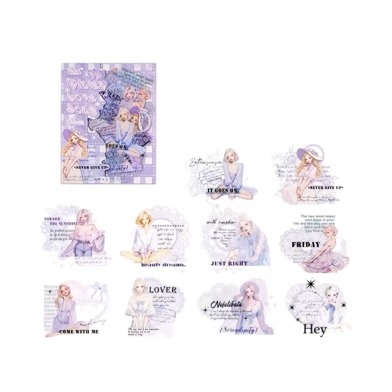 Morning Twilight PET Waterproof Stickers 10pcs – Winter Love Song