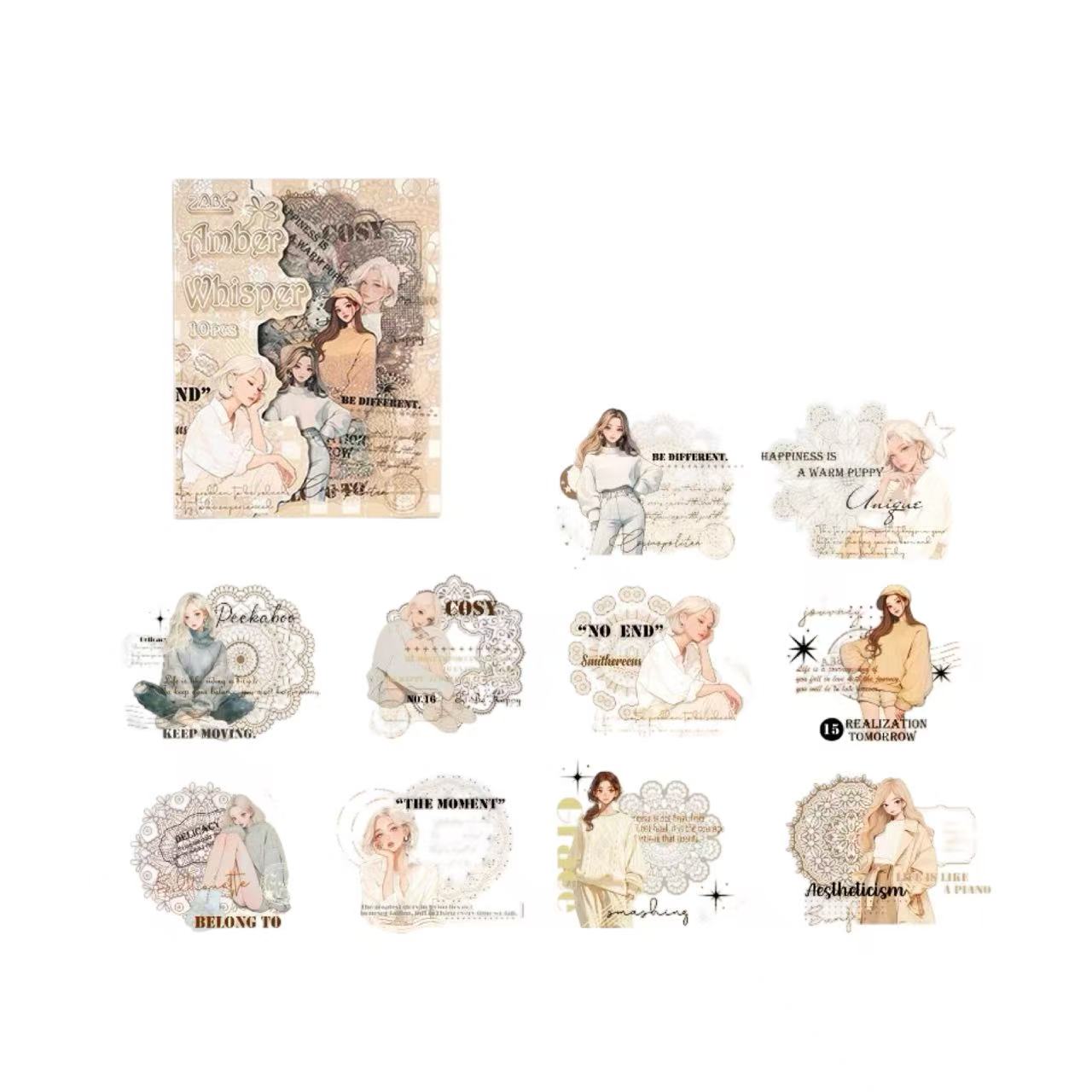 Morning Twilight PET Waterproof Stickers 10pcs – Amber Whisper