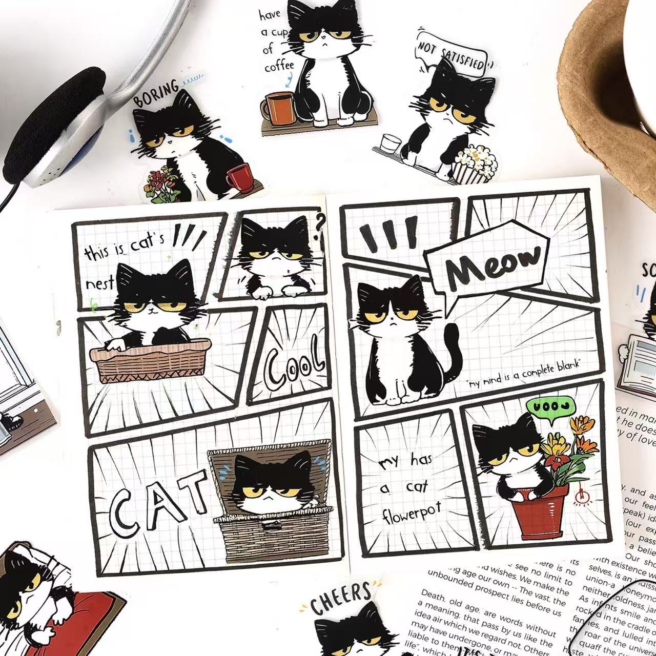 Cow Cat PET Waterproof Stickers 20pcs – Cool Cat