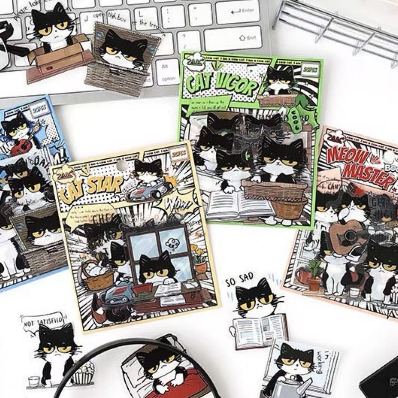 Cow Cat PET Waterproof Stickers 20pcs – Cat Star