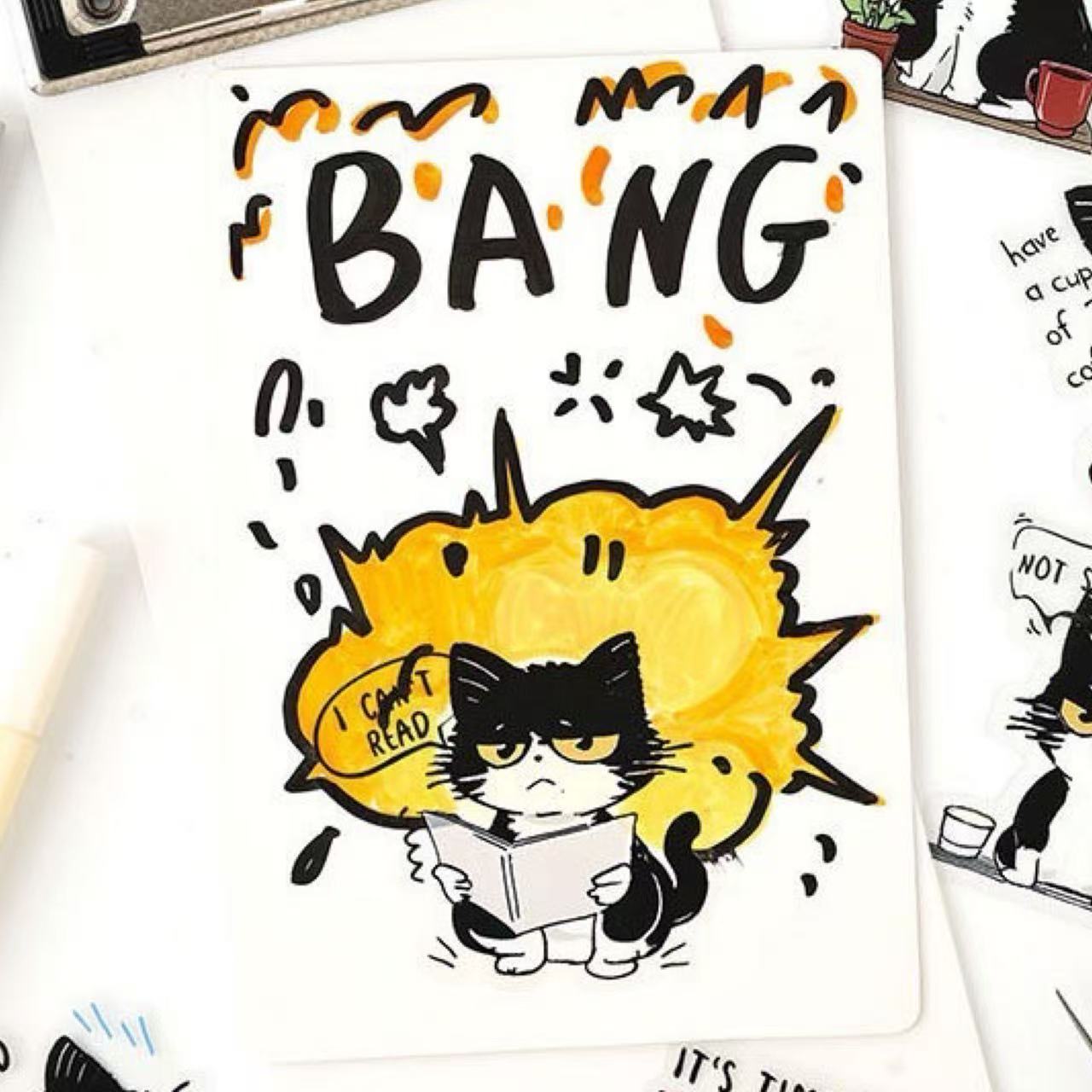 Cow Cat PET Waterproof Stickers 20pcs – Meow Master