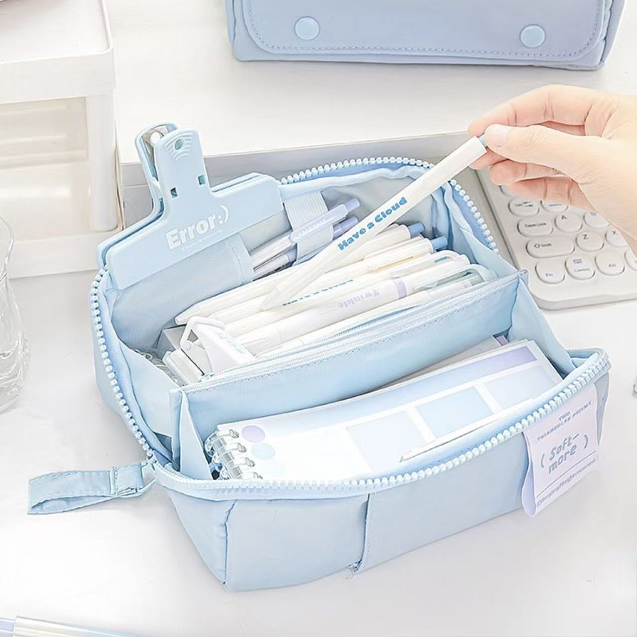 Rosyposy Prism Series Large Capacity Pencil Case – Blue