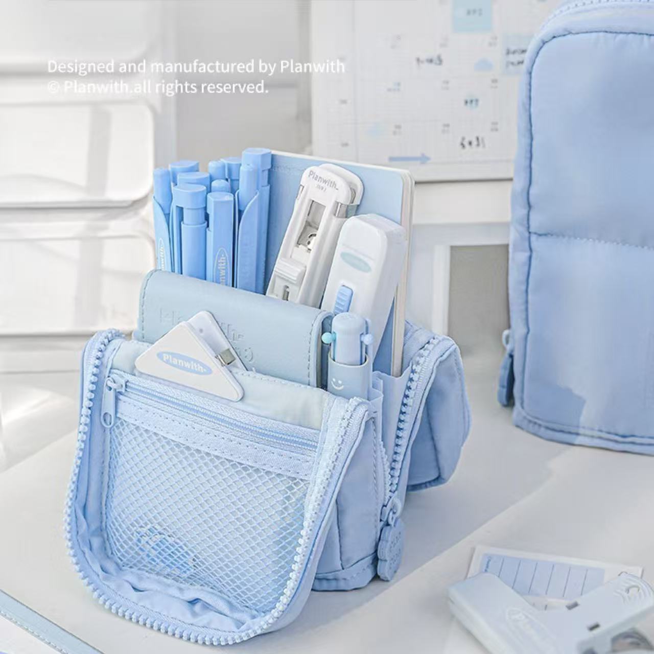 Planwith Foldable Stand Pencil Case – Blue