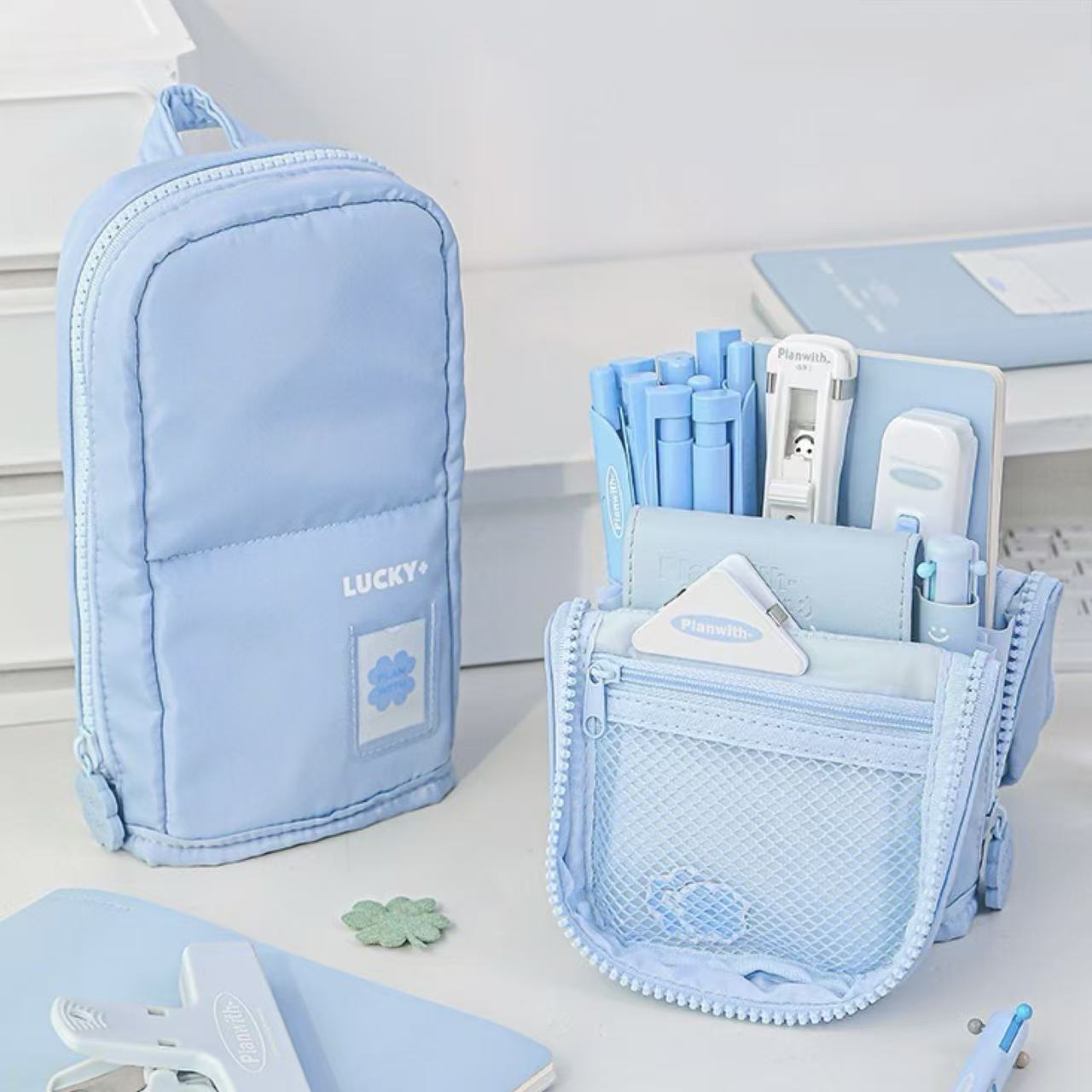 Planwith Foldable Stand Pencil Case – Blue