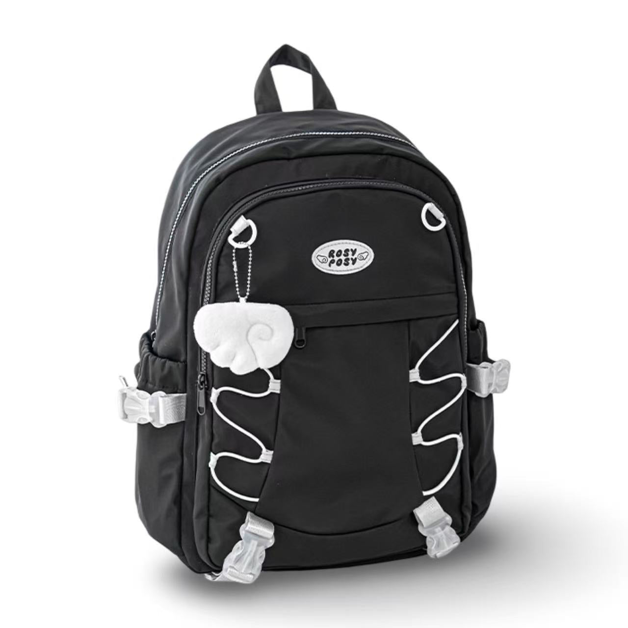 RosyPosy WingWing Series Backpack with Keychain – Black