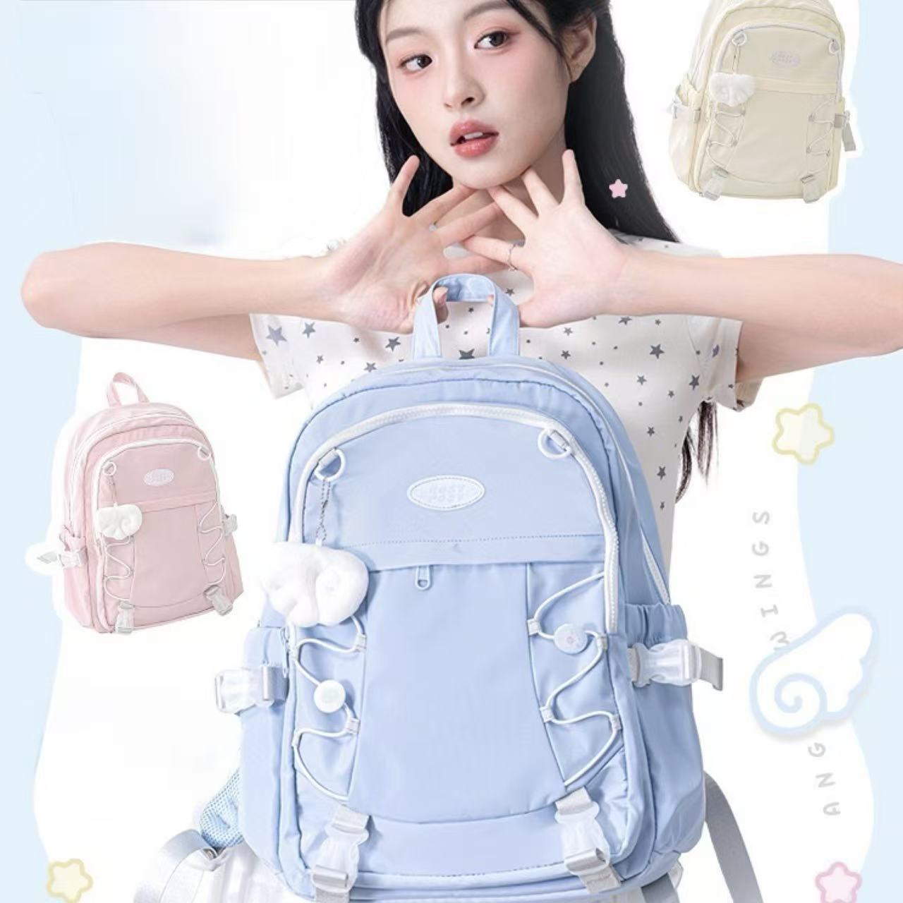 RosyPosy WingWing Series Backpack with Keychain – Blue
