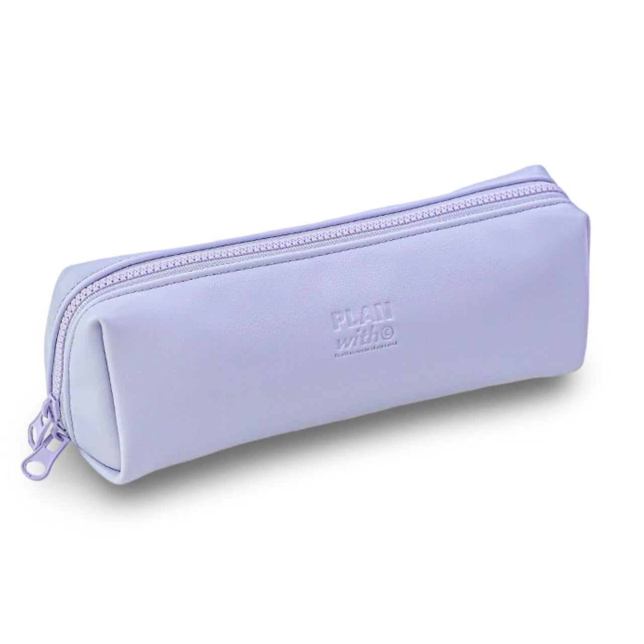 Planwith Soft Leather Wide-Open Pencil Case – Purple