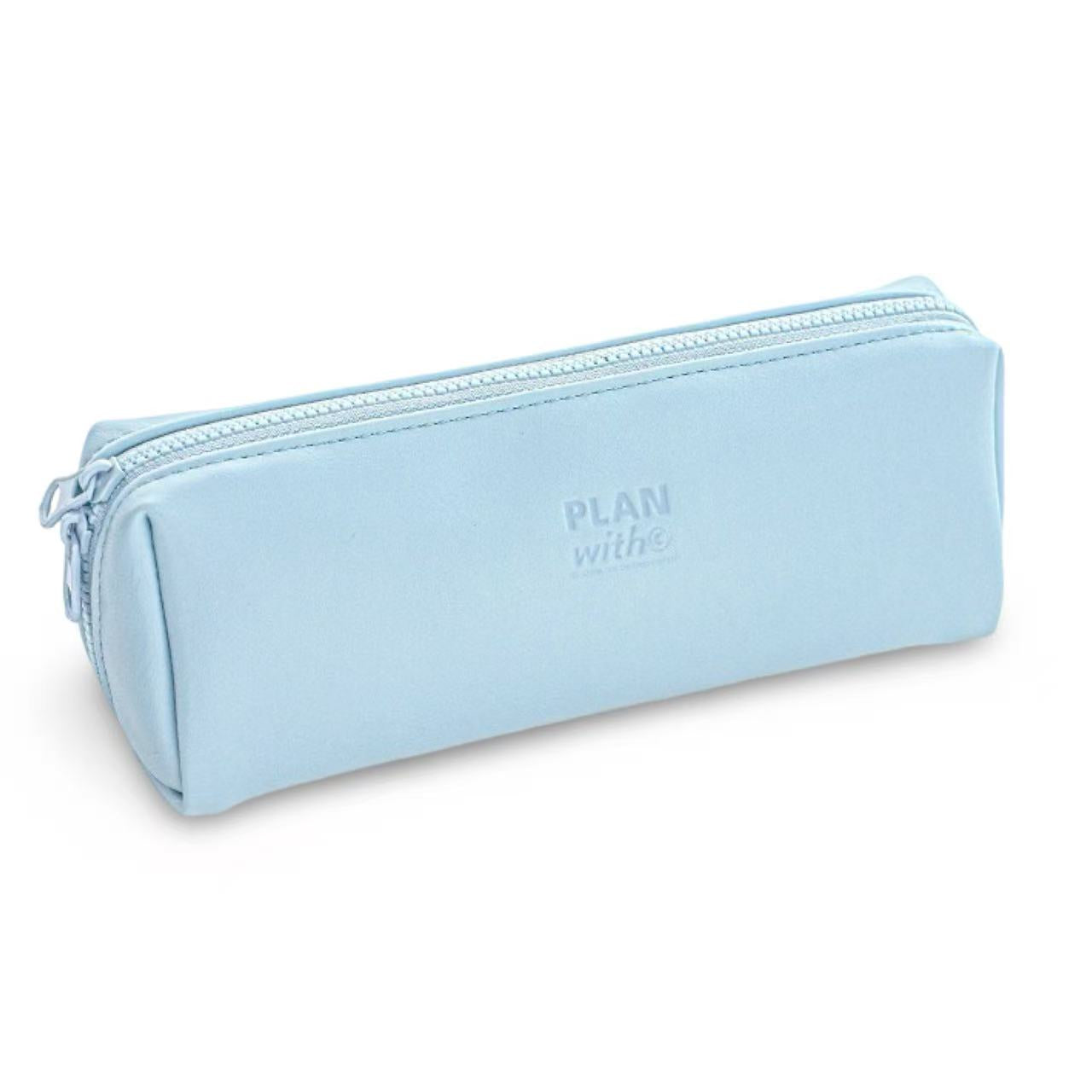 Planwith Soft Leather Wide-Open Pencil Case – Blue