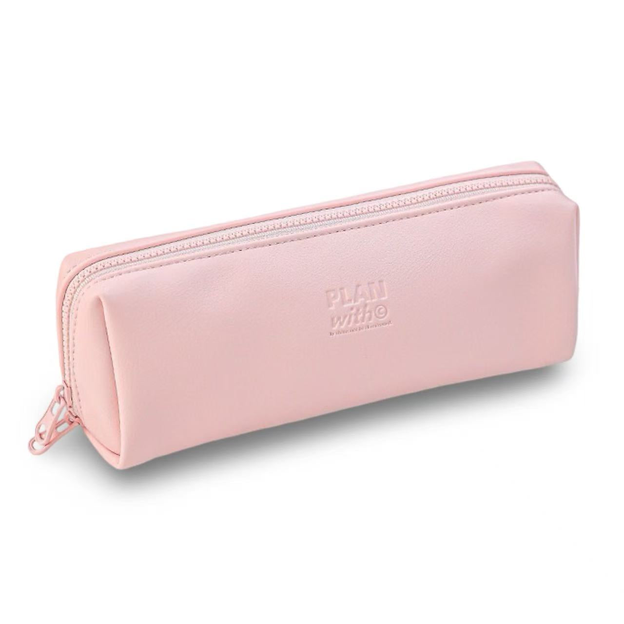 Planwith Soft Leather Wide-Open Pencil Case – Pink