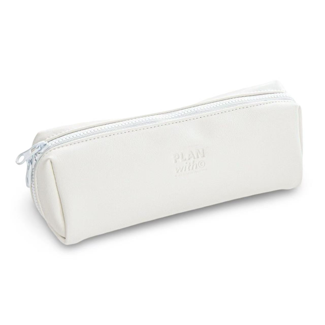Planwith Soft Leather Wide-Open Pencil Case – White
