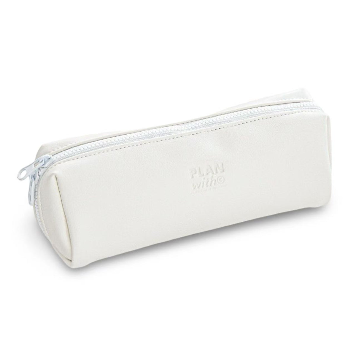 Planwith Soft Leather Wide-Open Pencil Case – White