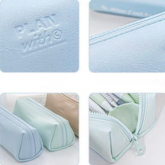 Planwith Soft Leather Wide-Open Pencil Case – Blue