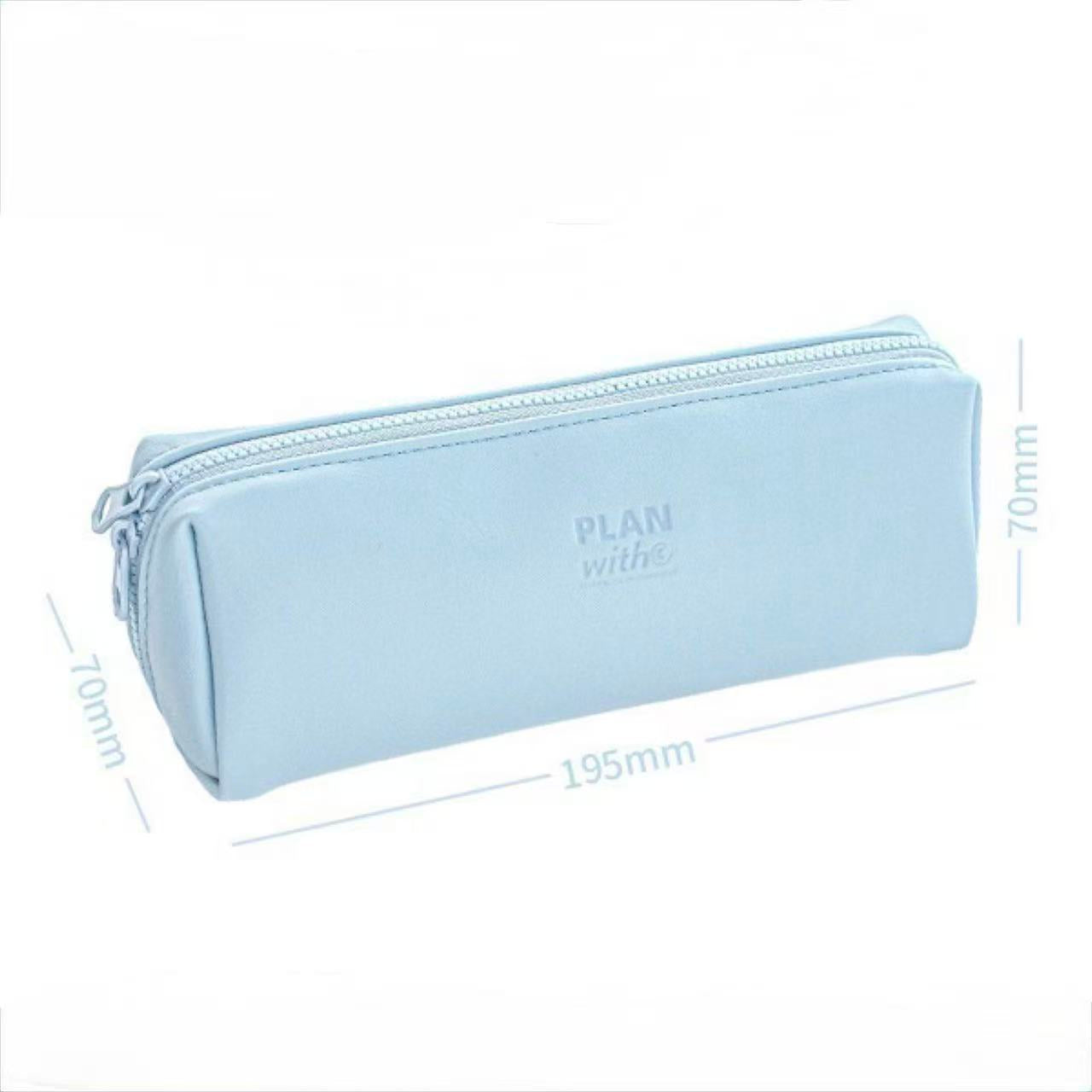 Planwith Soft Leather Wide-Open Pencil Case – Blue