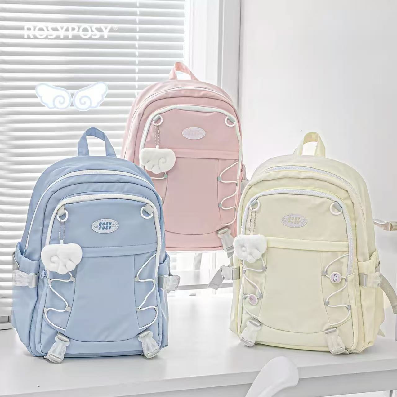 RosyPosy WingWing Series Backpack with Keychain – Blue