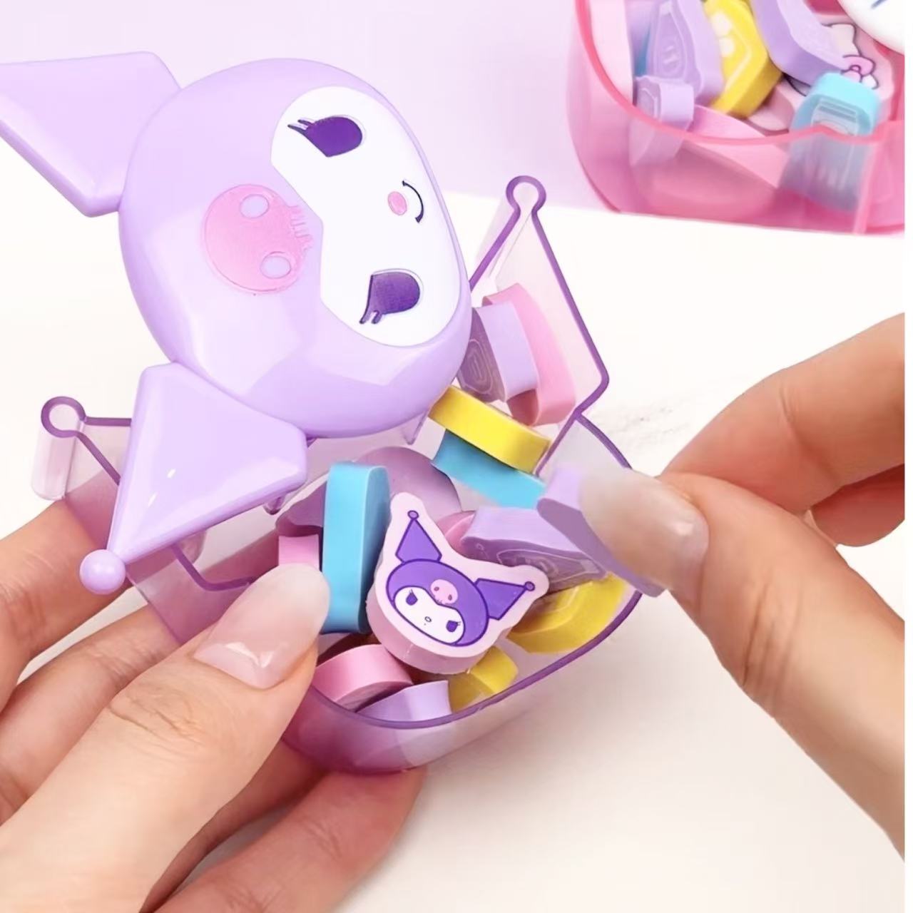 Kuromi Eraser Set with Storage Case 15pcs