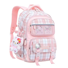 Sanrio Plaid Backpack 31×15×41.5 cm - Hello Kitty