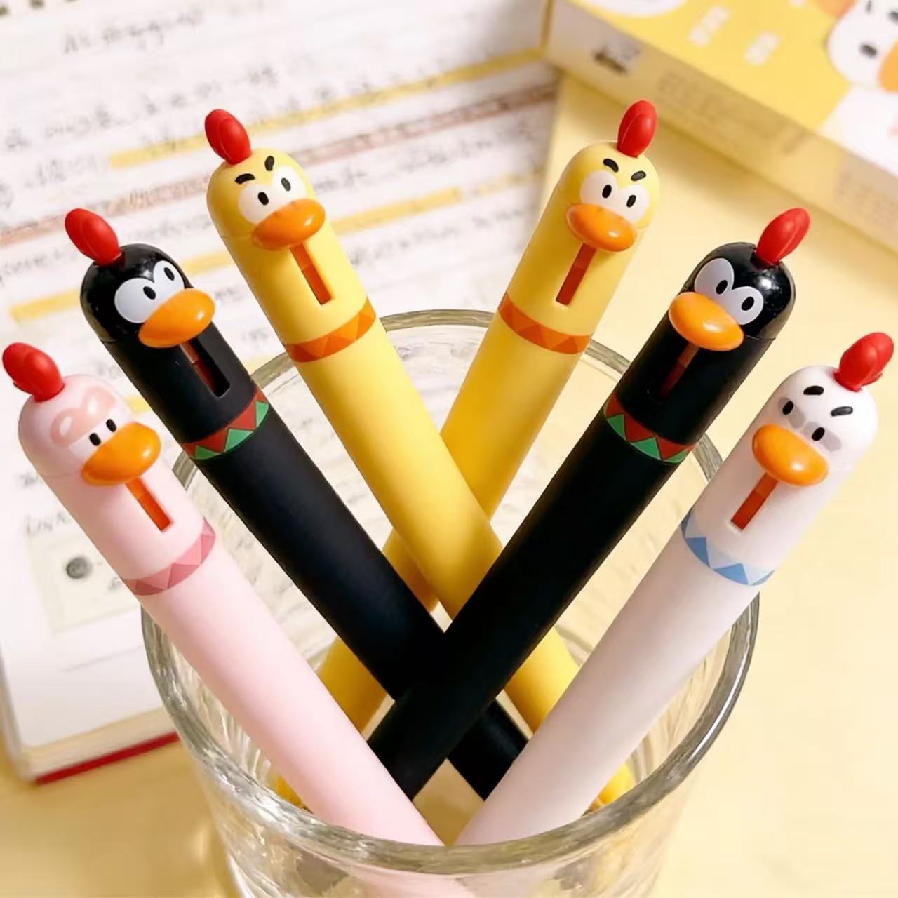 DOMI Chick Head Quick-Dry Ink Gel Pen 0.5mm Black Ink Assorted