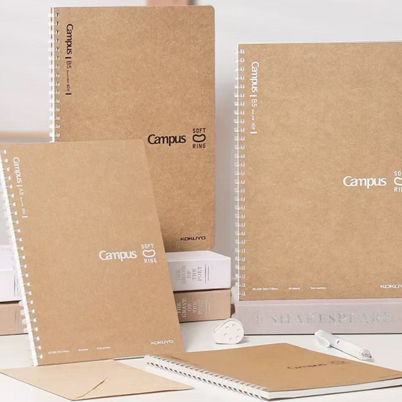 Campus Kraft Cover Soft Ring Notebook A5 5mm Grid Rule 50 Sheets
