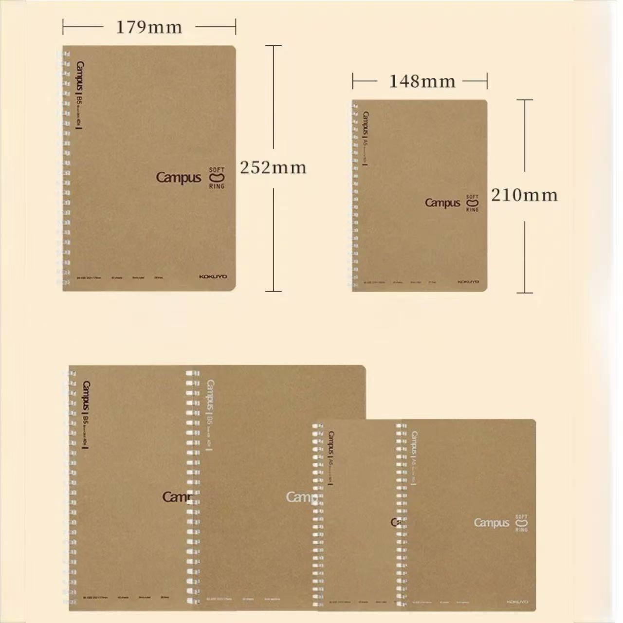 Campus Kraft Cover Soft Ring Notebook A5 5mm Grid Rule 50 Sheets