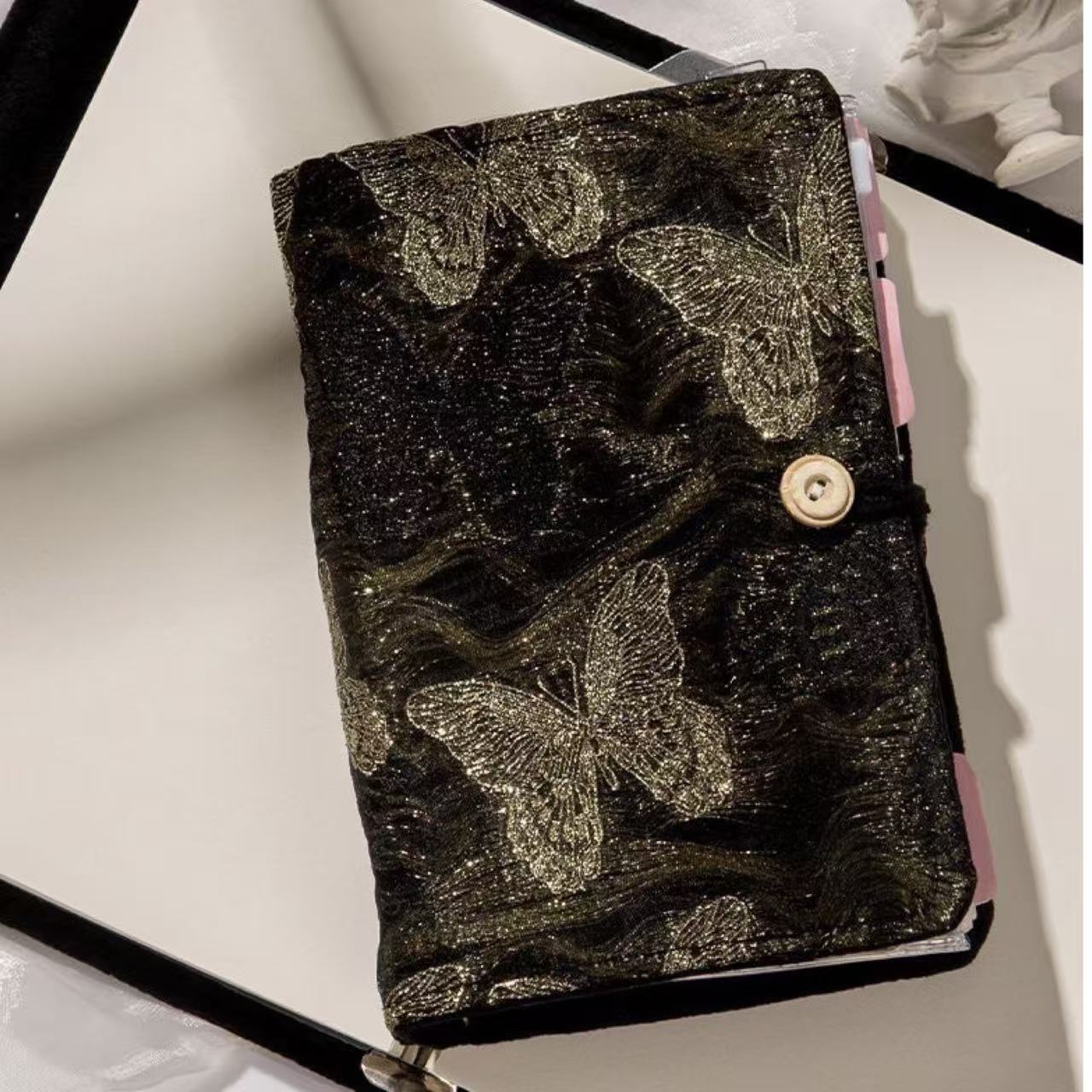 Handmade Fabric Butterfly A6 Ring Binder Notebook Blank 90 Sheets
