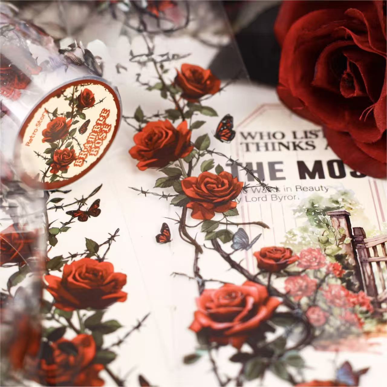 Thorn Rose PET Waterproof Decorative Tape 5cm × 2m