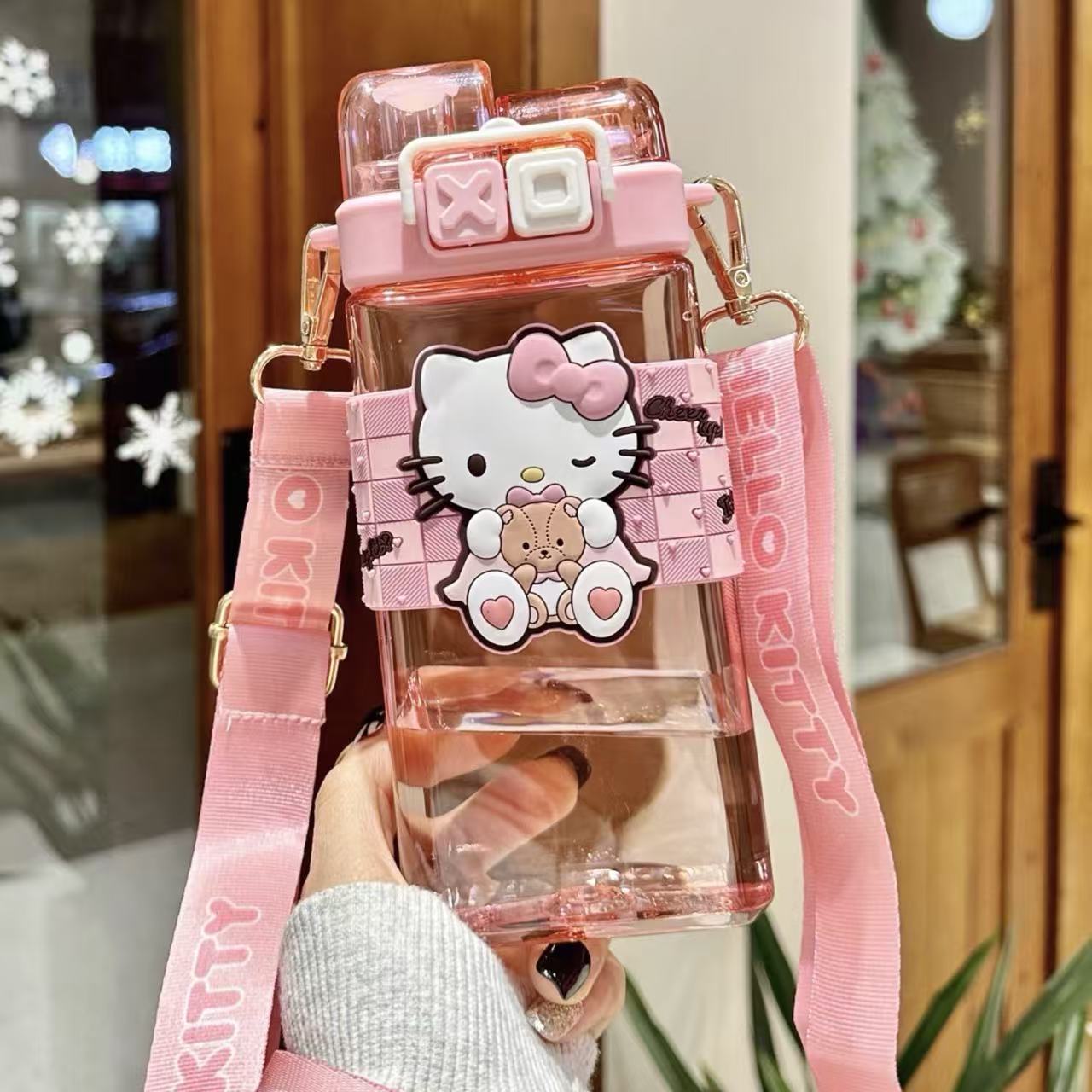 Sanrio Double Lids Plastic Water Bottle 520ml - Hello Kitty