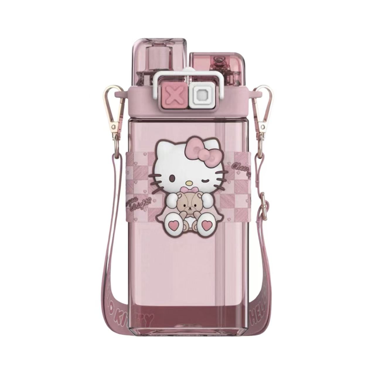 Sanrio Double Lids Plastic Water Bottle 520ml - Hello Kitty