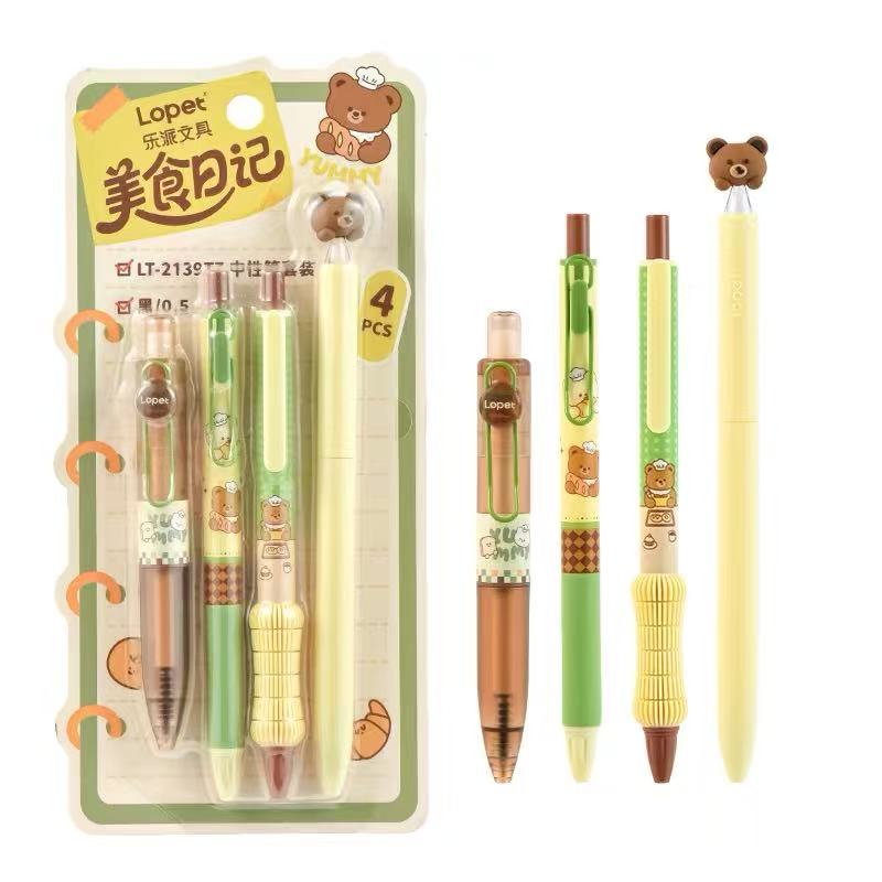 Lopet Food Diary Gel Pen Set 0.5mm – Black Ink (4 Pack）