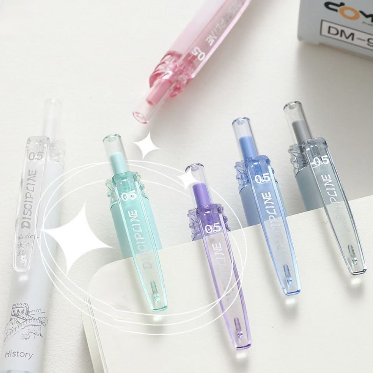 DOMI Subject Series Retractable Gel Pen 0.5mm Black Ink Assorted