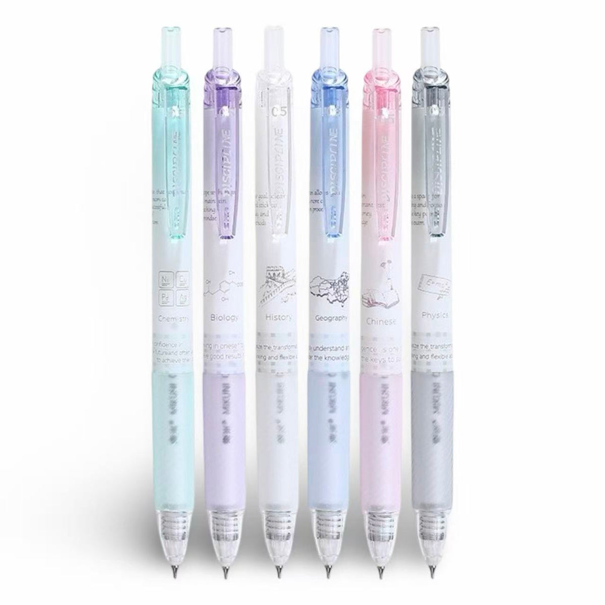 DOMI Subject Series Retractable Gel Pen 0.5mm Black Ink Assorted