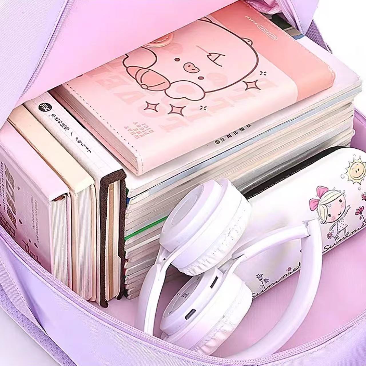 Sanrio Ergonomic School Backpack with Plush Keychain 30 × 14 × 45cm – Kuromi