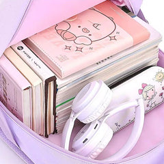 Sanrio Ergonomic School Backpack with Plush Keychain 30 × 14 × 45cm – Kuromi