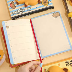 Capybara PU Puff B6 Notebook Gift Set – 192 Sheets with Blind Box Pen & Squishy Toy