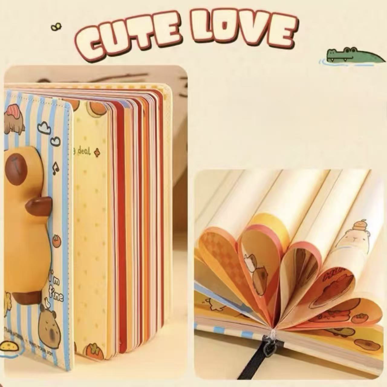 Capybara PU Puff B6 Notebook Gift Set – 192 Sheets with Blind Box Pen & Squishy Toy