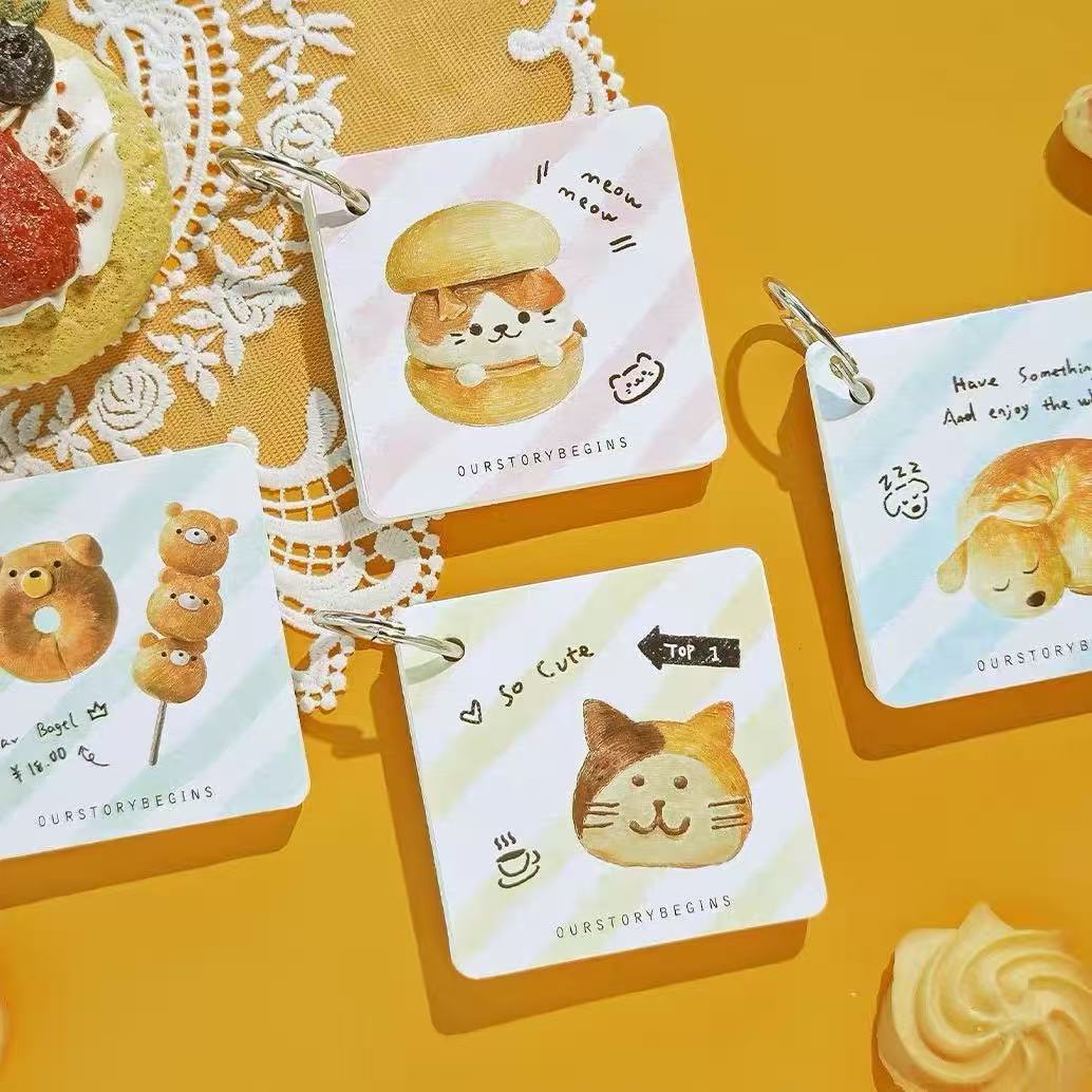 Animal Bakery Keychain Pocket Notebook A8 Blank 60 Sheets