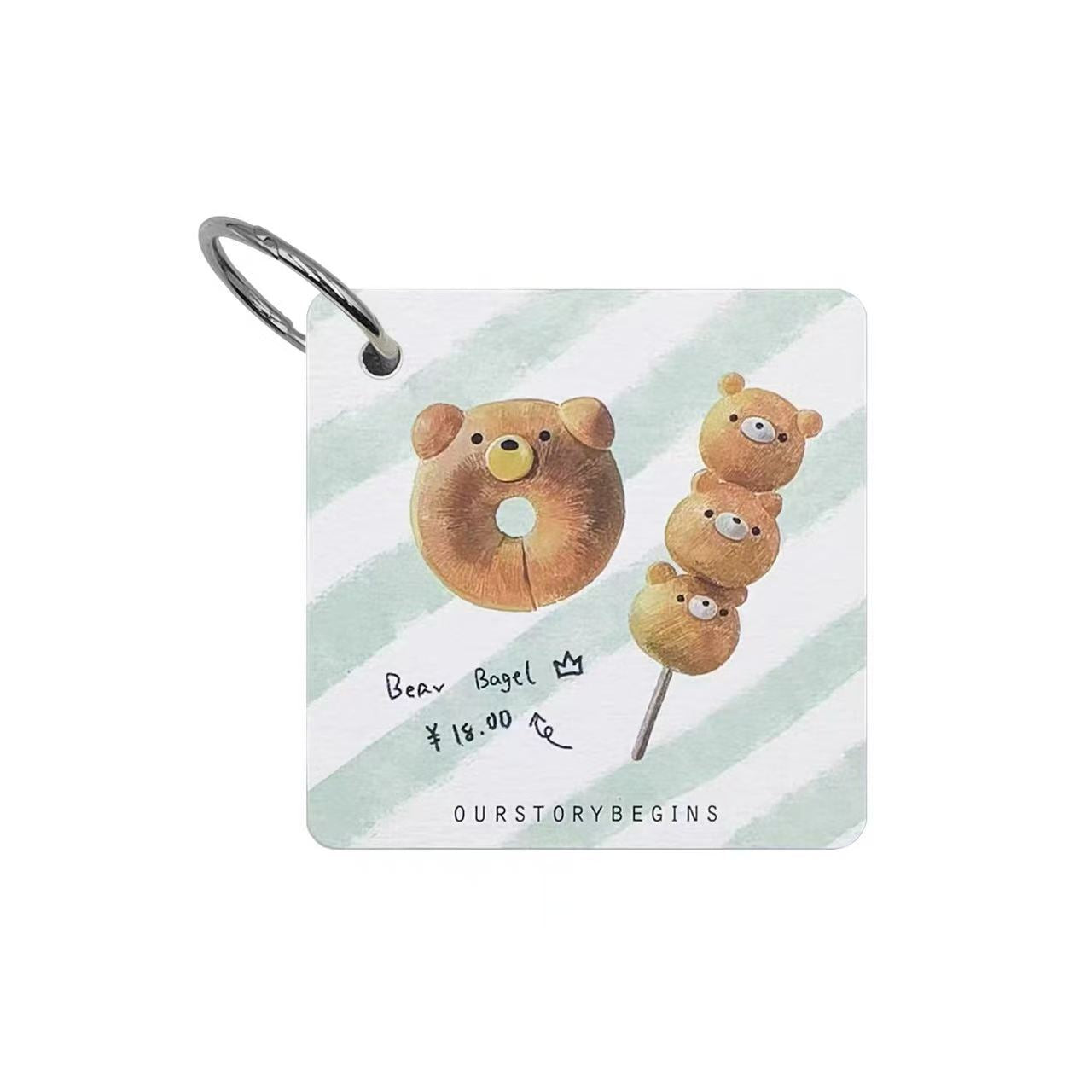 Animal Bakery Keychain Pocket Notebook A8 Blank 60 Sheets